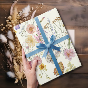 Cadeau Papier d'emballage fleurs sauvages bohème