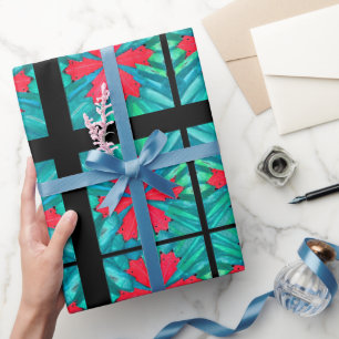 Cadeau Papier d'emballage Flocon de neige rouge
