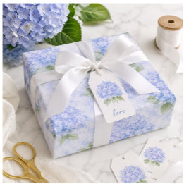 Cadeau Papier d'emballage floral à l'hydrangea bleu