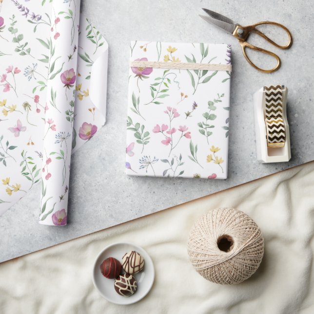 Cadeau Papier d'emballage floral aquarelle (Artisanat)
