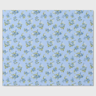 Cadeau Papier d'emballage floral bleu doux grandmillennia