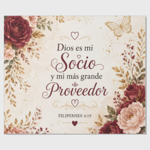 Cadeau Papier d'emballage floral chrétien Dieu est mon