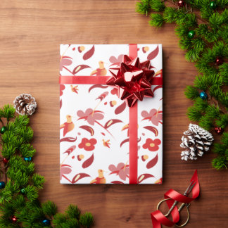 Cadeau Papier d'emballage floral Colibri d'Automne