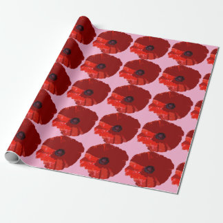 CADEAU PAPIER D'EMBALLAGE FLORAL COQUELICOT ROUGE