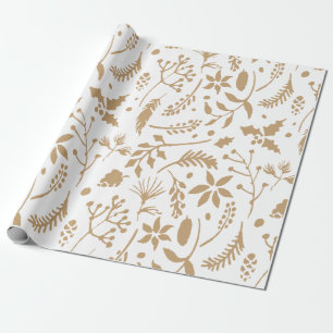 Cadeau Papier d'emballage floral d'or