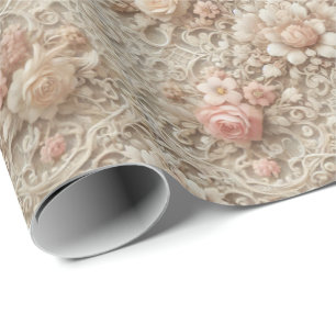Cadeau Papier d'emballage floral en dentelle élégant
