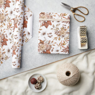 Cadeau Papier d'emballage floral en terracotta élégant po