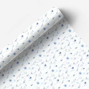 Cadeau Papier d'emballage floral fleur sauvage bleu marin