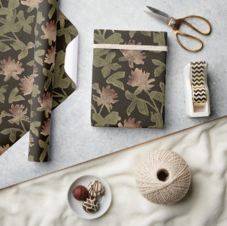 Cadeau Papier d'emballage floral foncé élégant vintage