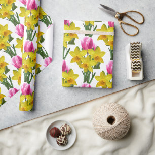 Cadeau Papier d'emballage floral Jonquilles jaunes
