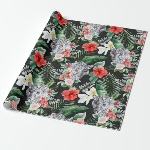 Cadeau Papier d'emballage floral léopard feuilles tropica