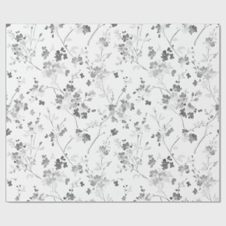 Cadeau papier d'emballage floral noir et blanc