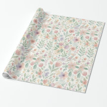 Papier d'emballage floral pastel