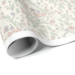 Cadeau Papier d'emballage floral pastel Shabby Chic sans 