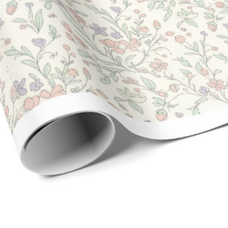 Cadeau Papier d'emballage floral pastel Shabby Chic sans