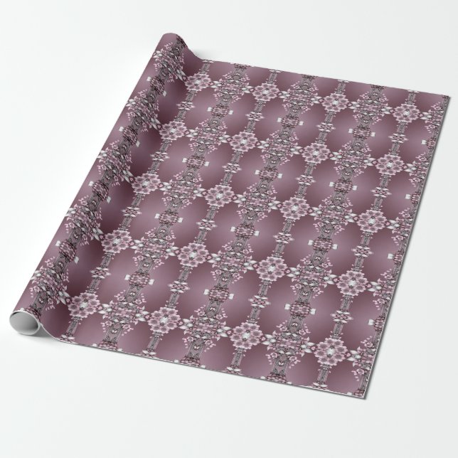 Cadeau Papier d'emballage floral rose (Déroulé)