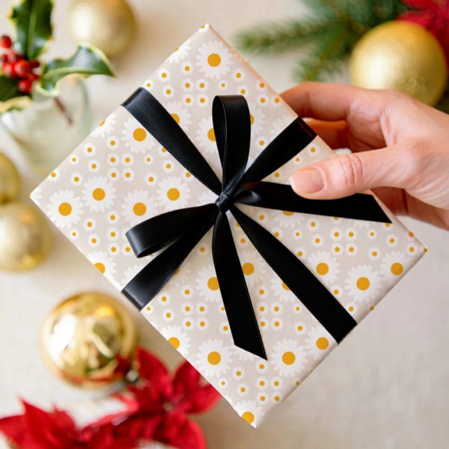 Cadeau Papier d'emballage floral Sunny Daisy (Créateur téléchargé)