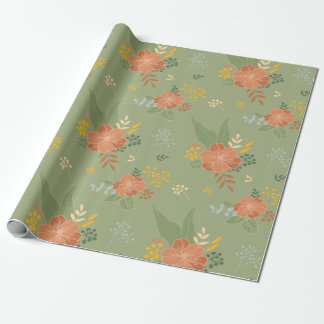 Cadeau Papier d'emballage floral vert