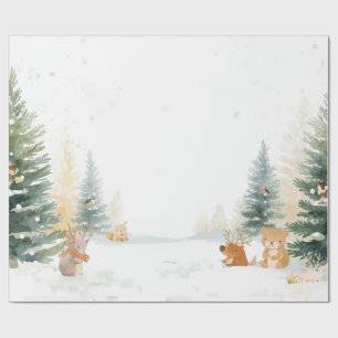 Cadeau Papier d'emballage Forêt hivernale – Pins enneigés