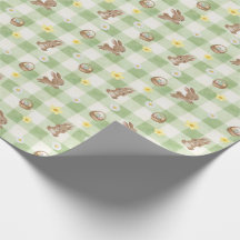 Papier d'emballage Gingham vert de lapin de Pâques