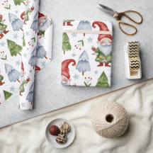 Papier d'emballage Gnome Blanc Aquarelle
