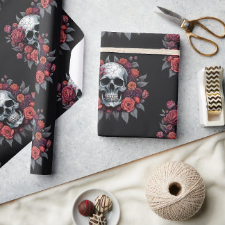 Cadeau Papier d'emballage gothique Halloween Crâne avec d