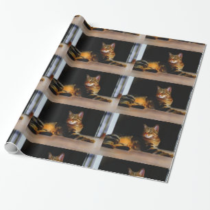 Cadeau Papier d'emballage gris de chat tigré