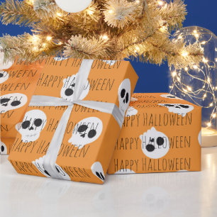 Cadeau Papier d'emballage Halloween Crâne Orange Personna