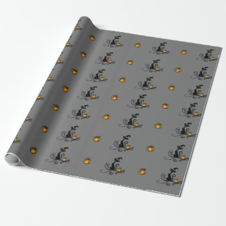 Cadeau Papier d'emballage Halloween Witch Chat