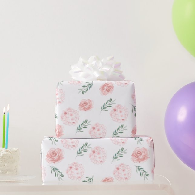 Cadeau Papier d'emballage Hydrangea rose (Cadeaux de fête)