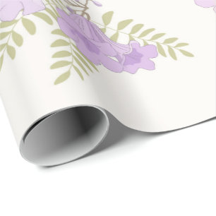 Cadeau Papier d'emballage Jacaranda Fleurs Mauves Pastel