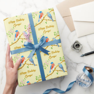 Cadeau Papier d'emballage jaune des merlesbleus