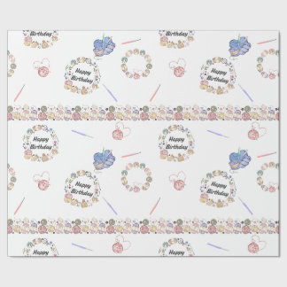 Cadeau Papier d'emballage Joyeux Anniversaire au crochet