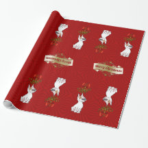 Papier d'emballage "Joyeux Noël " de bull-terrier