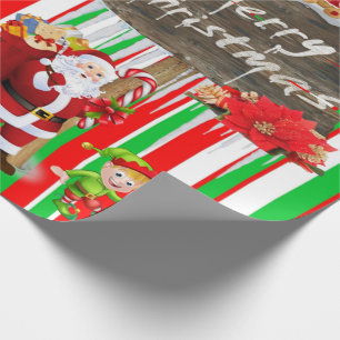 Cadeau Papier d'emballage Joyeux Noël Elfe Bonhomme de ne