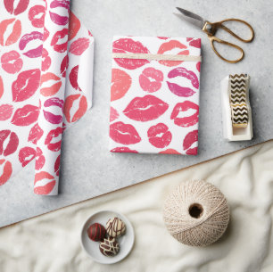 Cadeau Papier d'emballage Kiss Lips Love