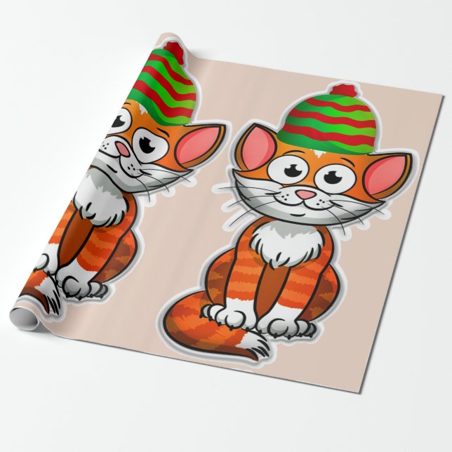 Cadeau papier d'emballage kitty de noël (Déroulé)