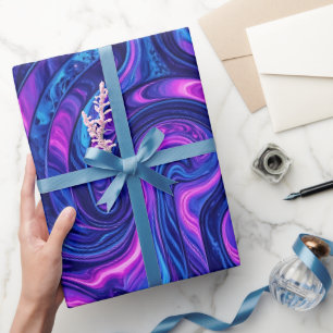 Cadeau Papier d'emballage labyrinthe violet cosmique abst