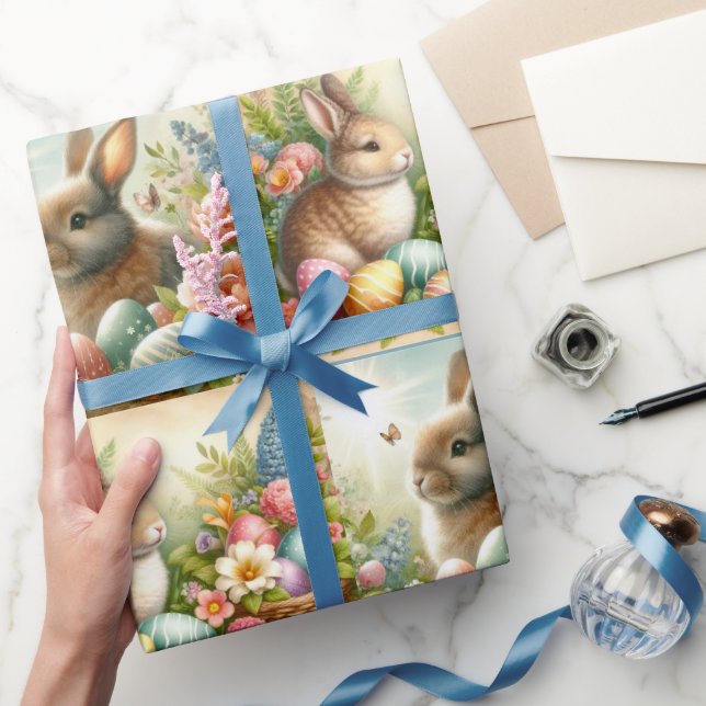 Cadeau Papier d'emballage lapin de Pâques collage (Cadeaux)