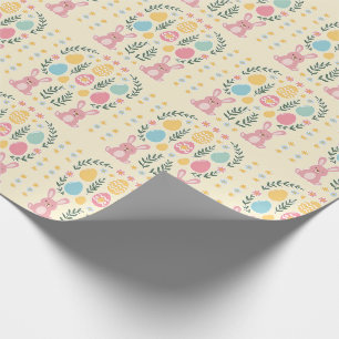 Cadeau Papier d'emballage Lapin de Pâques rustique et cou