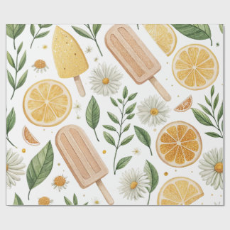 Cadeau Papier d'emballage Lemon Daisy – Motif floral agru