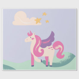 Cadeau Papier d'emballage licorne pastel mignon – Anniver