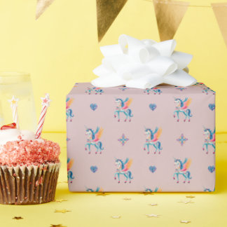 Cadeau Papier d'emballage Licorne Tourbillonnante