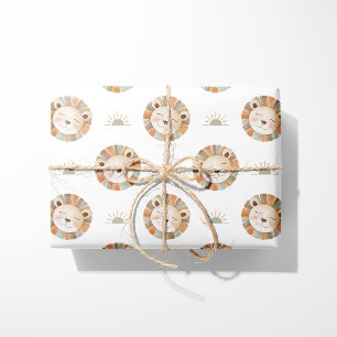 Cadeau Papier d'emballage Lion Mignon Animal Bébé Neutre