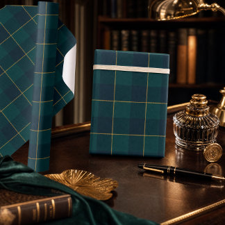 Cadeau Papier d'emballage Luxe Vert Émeraude et Marine à