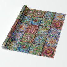 Papier d'emballage Mandala en verre tendu
