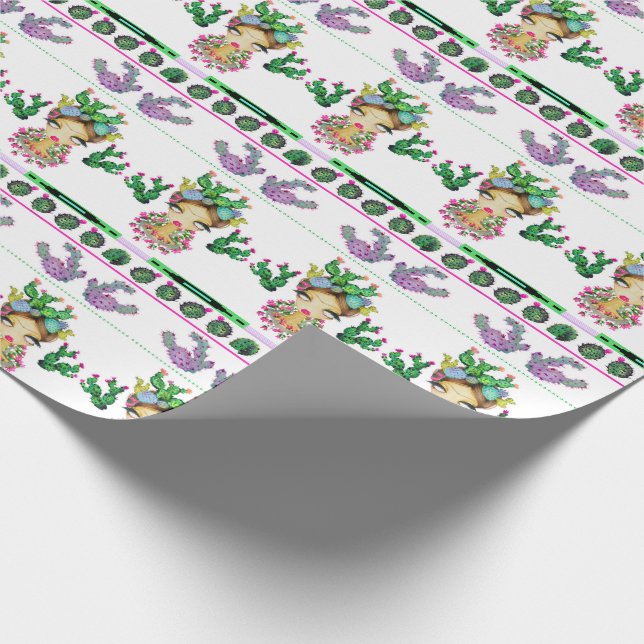 Cadeau Papier d'emballage mat de cactus de Frida X, 30" x (Coin)