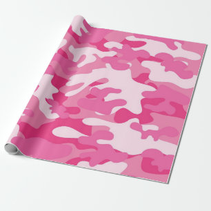 Cadeau Papier d'emballage mat de camouflage rose