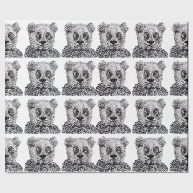 Cadeau Papier d'emballage mat de dessin de panda, 30 dans (Couture)