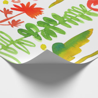Cadeau papier d'emballage mat de ressort d'aquarelle